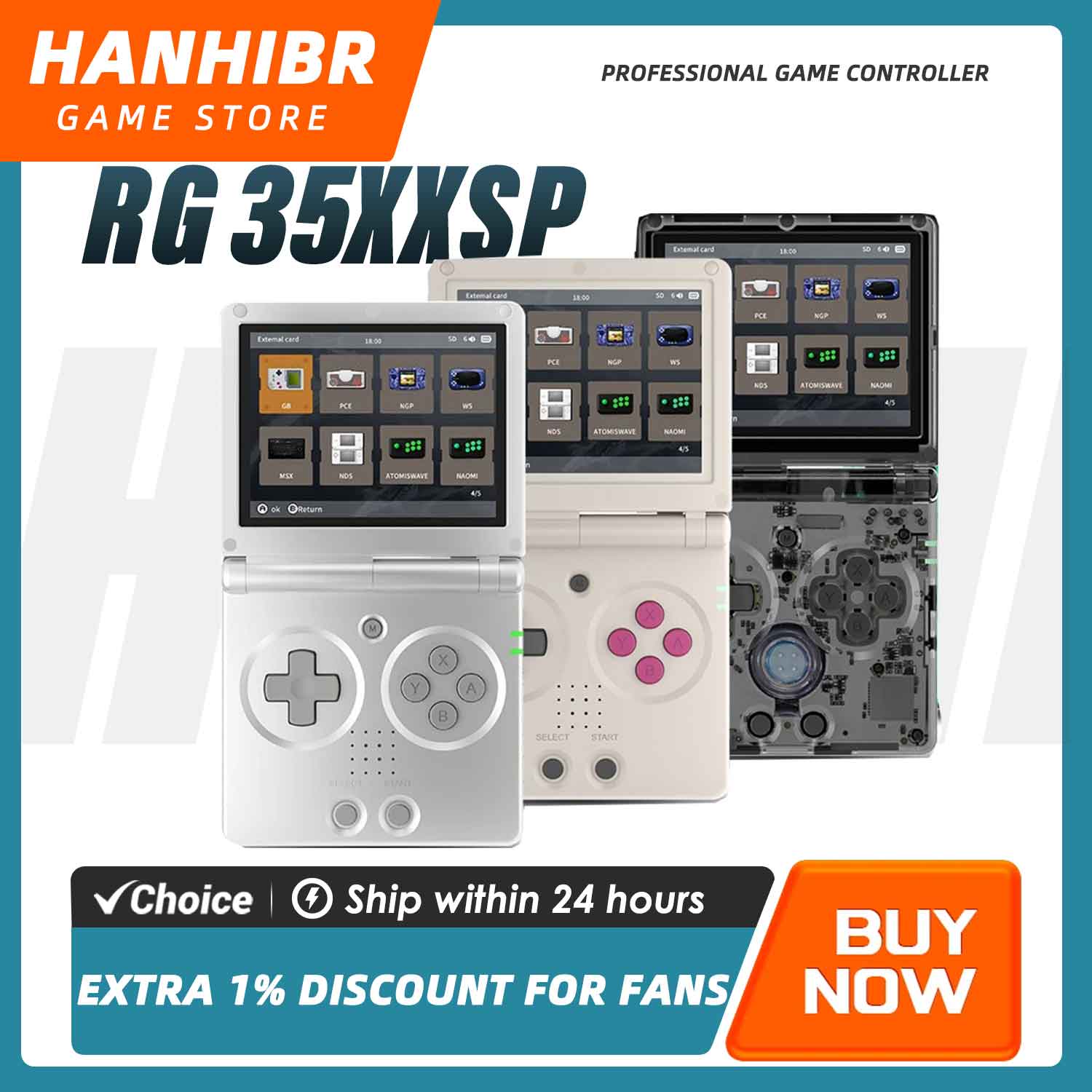 Gaming Console Under 5000 - ANBERNIC RG35XXSP Portable Flip Retro Handheld