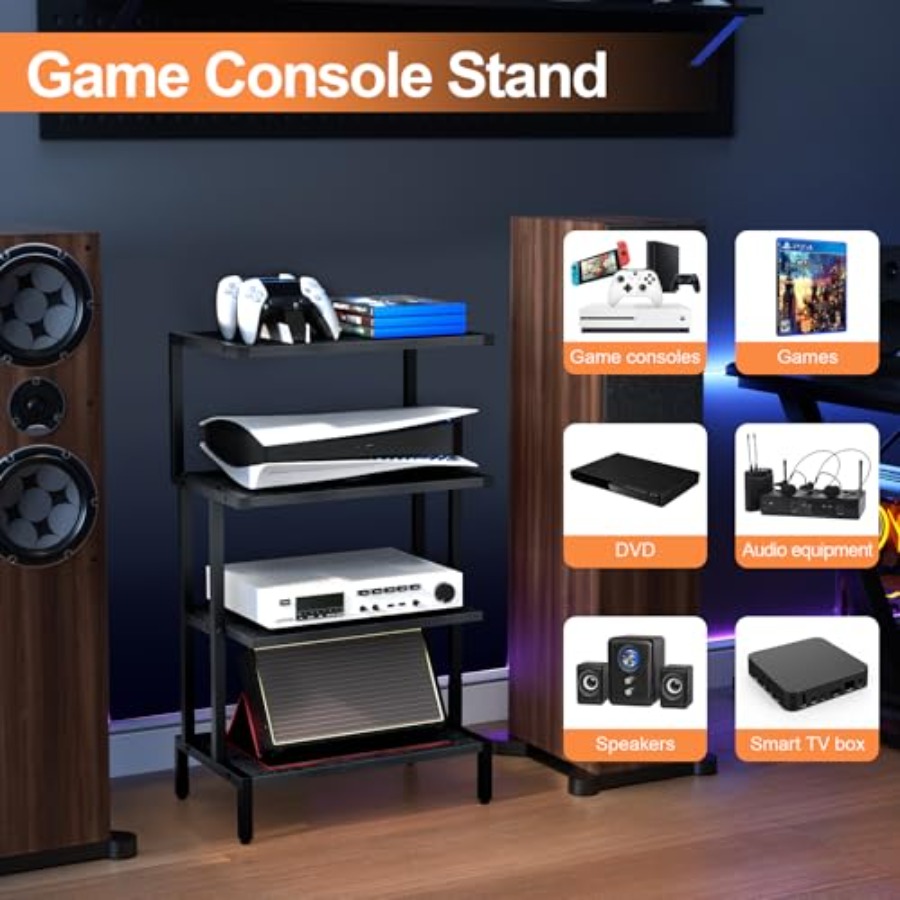 Media Stand Gaming Shelf 4 Tie - Gaming Console Video Game 评论和价格