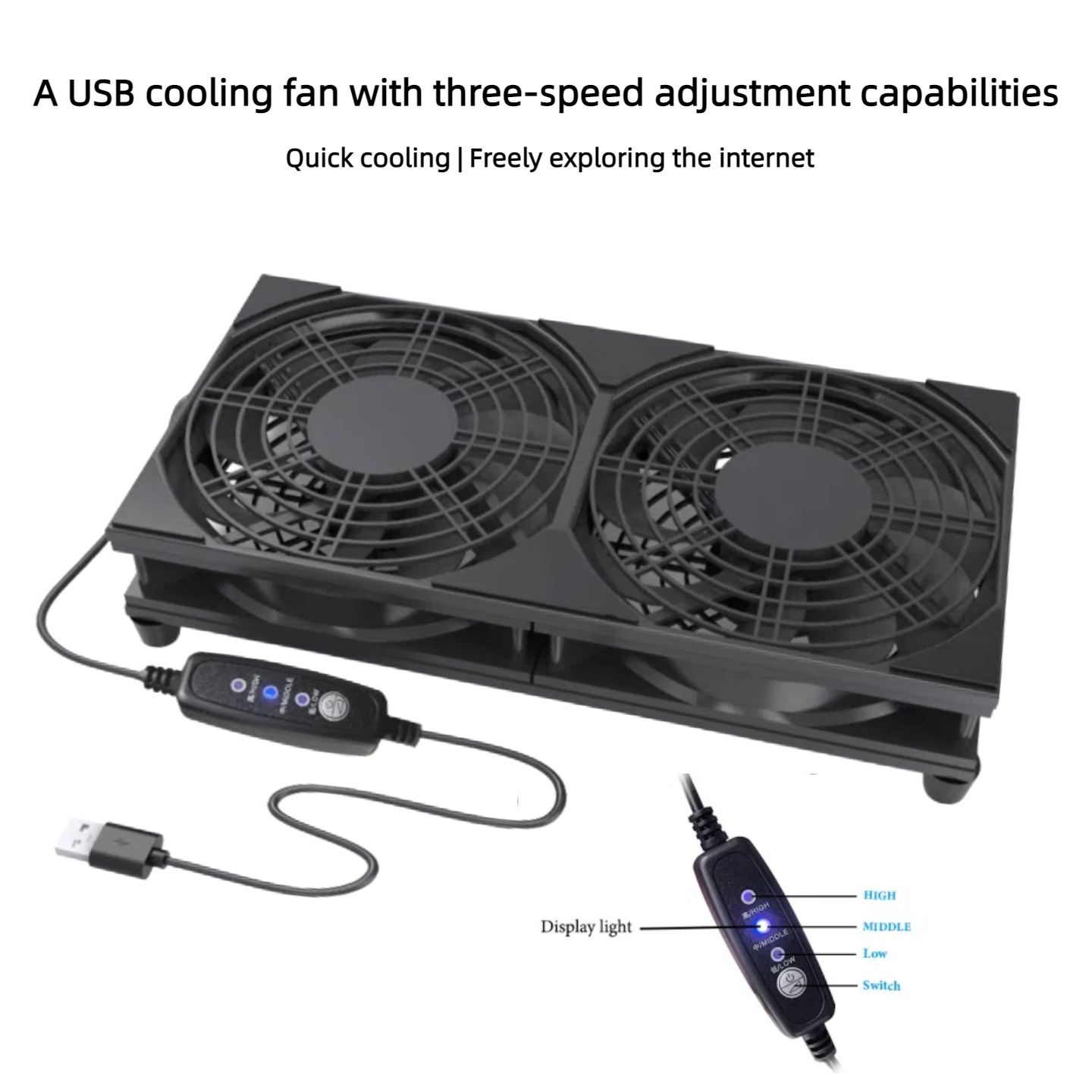 Dual USB Cooling Fan with 3-Sp - Console Cooling Fan 评论和价格