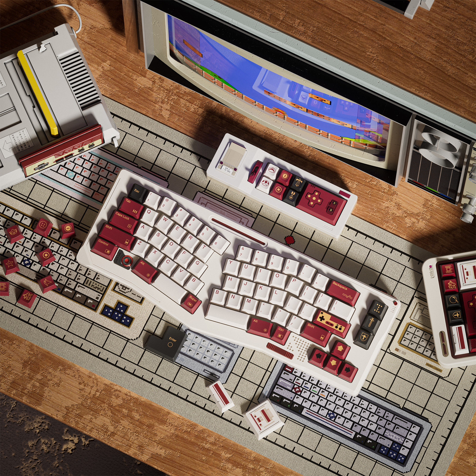 80Retros FC1983 Retro Red And  - Gaming Console Keyboard 评论和价格