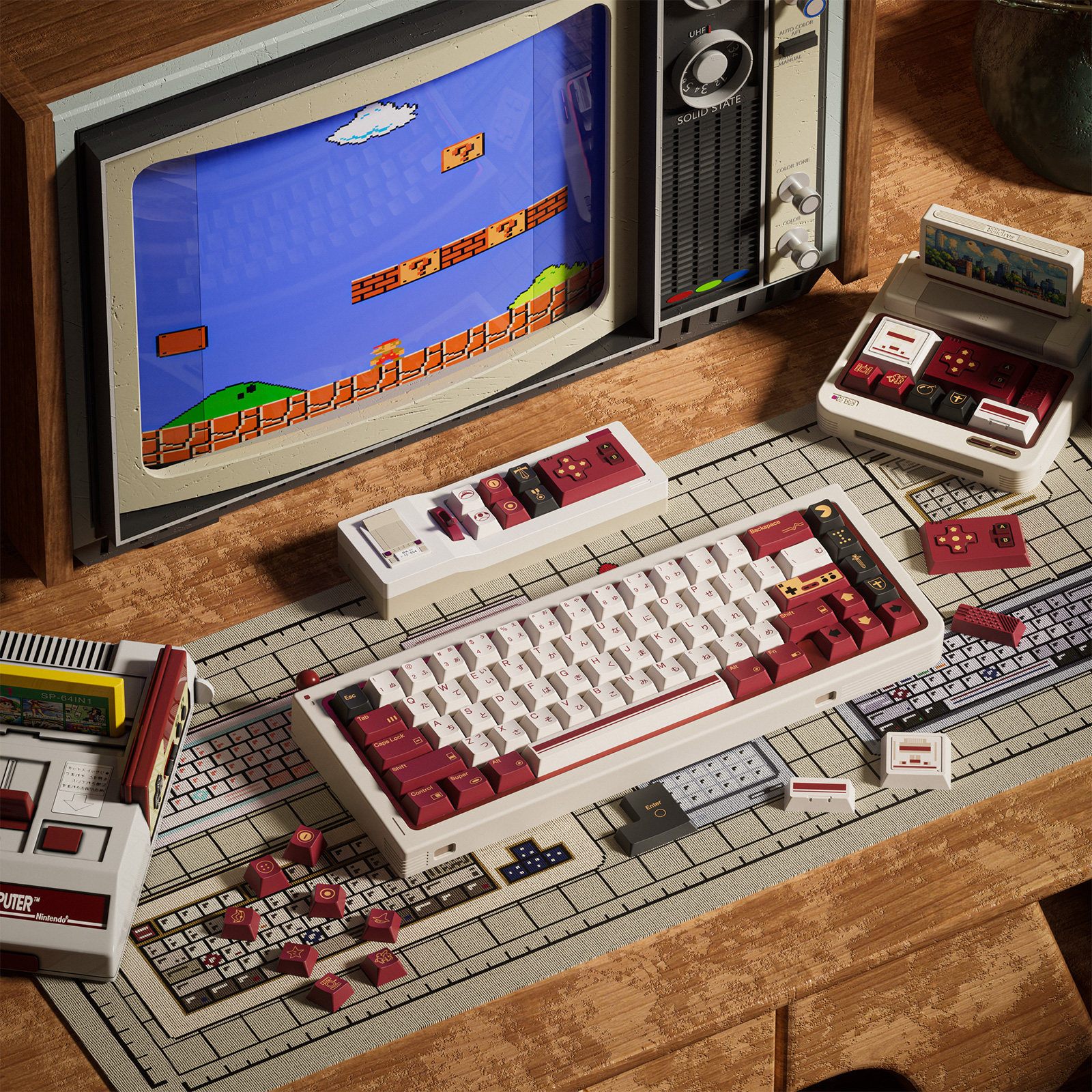 80Retros FC1983 Retro Red And  - Gaming Console Keyboard 评论和价格