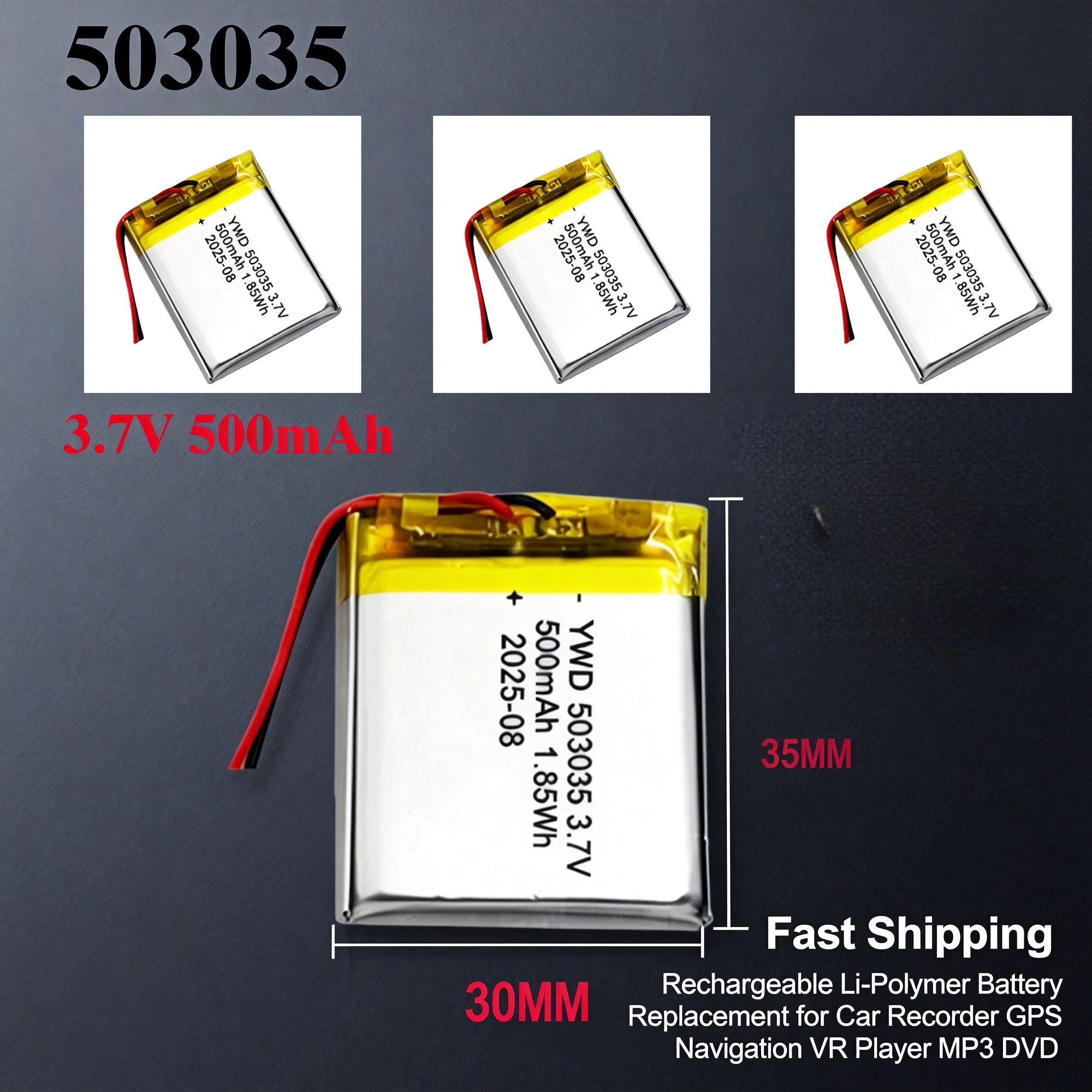 3.7V 500mAh 503035 Rechargeabl - Gaming Console Vr 评论和价格